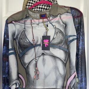 BRAND NEW WITH TAGS - HEAVEN BY MARC JACOBS LONG SLEEVE GRAPHIC MESH TOP SIZE XL
